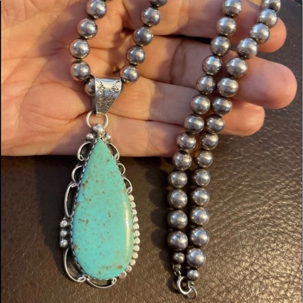 Vintage Turquoise and Navajo pearls necklace